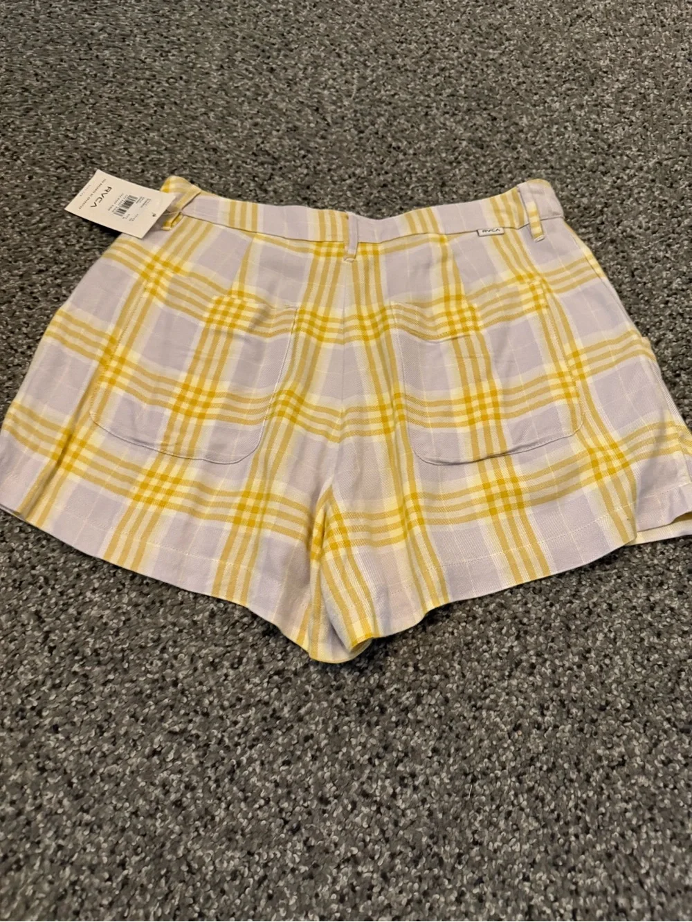 RVCA Yellow & Lavender Plaid Women's Shorts